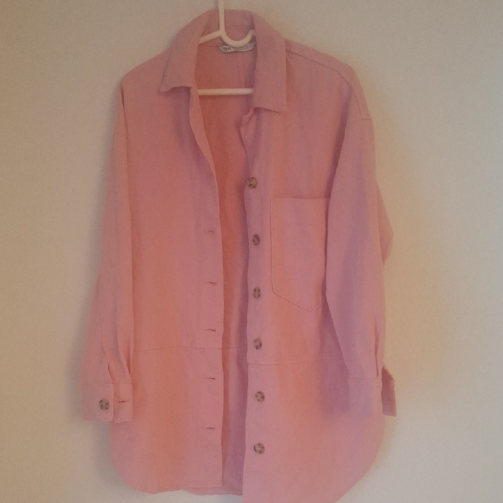 Zara Soft Pink Jacket Size M 100% Cotton